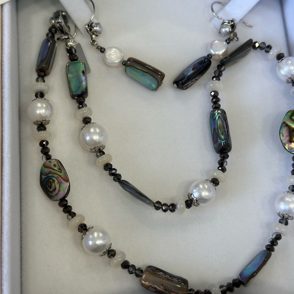 Certified handmade Silver and pearls set of earrings, necklaces, and a bracelet